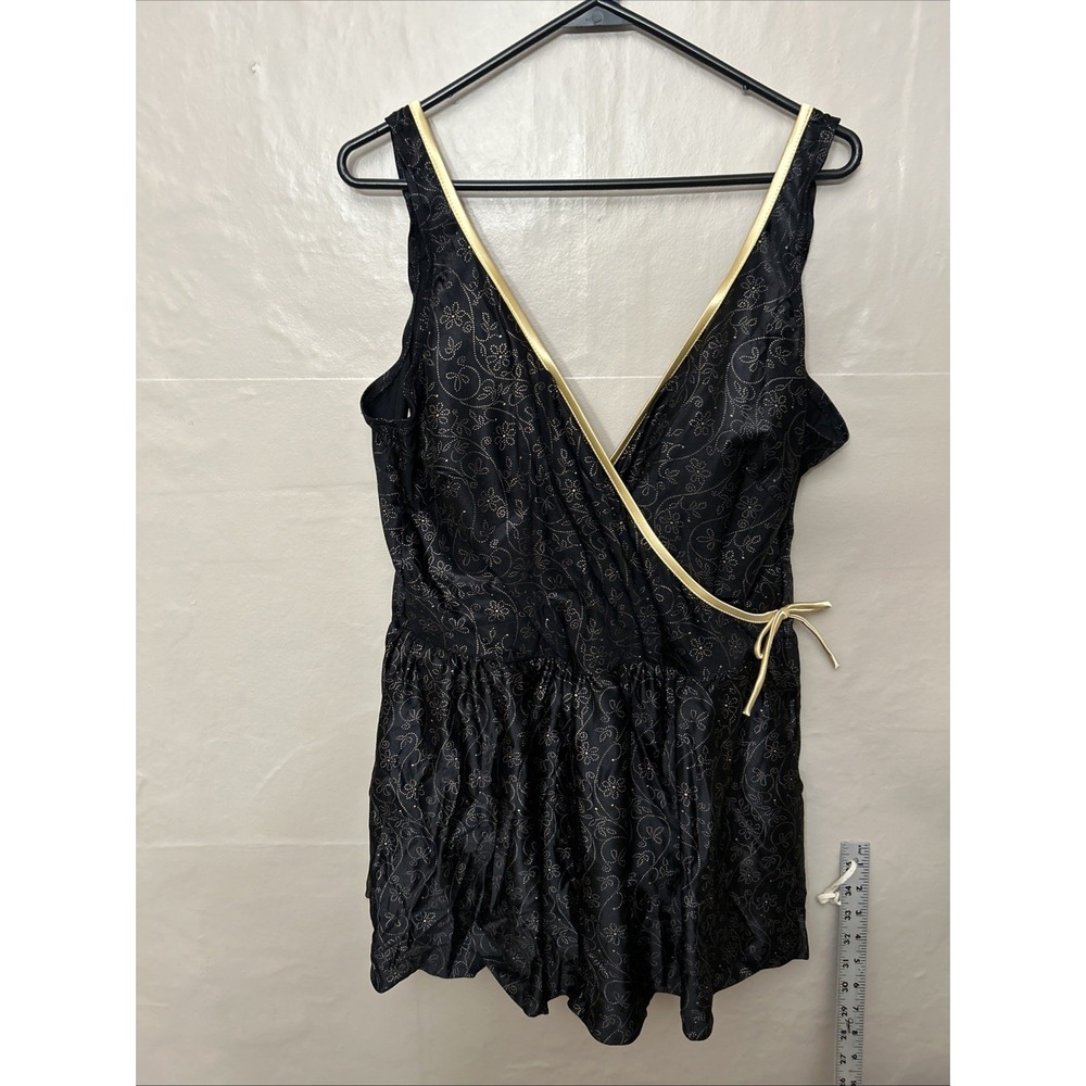 robby len swimsuit 26W Black Gold Print One Piece‎ With Skirt